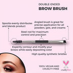 Pro Series Double Ended Eyebrow Brush & Spoolie - Angled Brow Brush for Precision Application & Blending of Eye Brow Powders, Waxes & Gels - Vegan & Cruelty Free