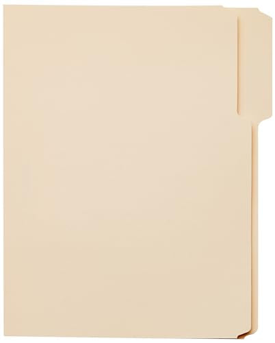 Amazon Basics 1/3-Cut Tab, Assorted Positions File Folders, Letter Size, Manila - Pack of 100