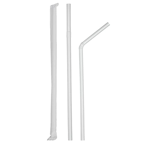 Comfy Package [Case of 9,120] Individually Wrapped Straws, Disposable Plastic Flexible Drinking Straws - BPA Free - White