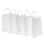 RACETOP White Paper Bags with Handles Bulk 8"x4.5"x10.8" 50Pcs Gift Bags Medium Size, White Gift Bags with Handles, Gift Bags Bulk, Retail Bags, Party Bags, Shopping Bags, Merchandise Bags