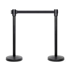 Amazon Basics Premium Crowd Control Stanchions with Easy Assembly, 6.5 foot Sturdy Retractable Belts - Pack of 2, Black