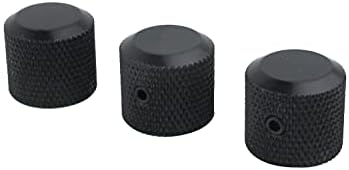 Guyker 3Pcs Brass Potentiometer Control Knobs with 6mm(0.24”) Dia. Shaft Pot - High Grade Knurled Volume Tuning Audio Knob Replacement for Electric Guitar or Precision Bass - CNC Machined(Black)