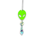 Glow In The Dark Alien Car Charm, Crystal Suncatcher, Auto Rear View Mirror Accessories, New Car Gift, Women Festival Rave Decor, Stoner (Crystal Color - Clear, Alien Style - Glitter)