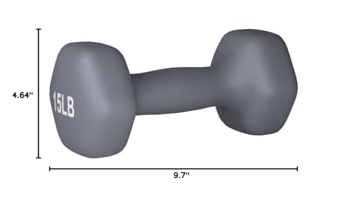 Amazon Basics Neoprene Coated Hexagon Workout Dumbbell Hand Weight, 30 Pounds, 15 pound (Set of 2), Dark Grey