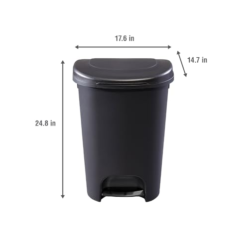 Rubbermaid Classic Step-On Trash Can with Lid, 13-Gallon, Black, Easy Clean Wastebasket for Home/Kitchen/Bedroom/Office