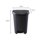 Rubbermaid Classic Step-On Trash Can with Lid, 13-Gallon, Black, Easy Clean Wastebasket for Home/Kitchen/Bedroom/Office