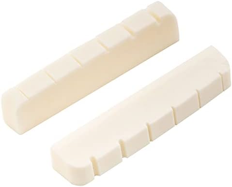 Musiclily 43mm Slotted Guitar Bone String Nut Flat Bottom for 6 String Fender Strat Tele Electric Guitar Replacement, 43x6x8.5mm (Pack of 2)