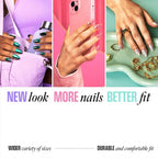 Core, Press On Nails, Nail glue included, 'Full of Fun', Black, Medium Size, Almond Shape, Includes 32 Nails, 2g Glue, 1 Manicure Stick, 1 Mini File