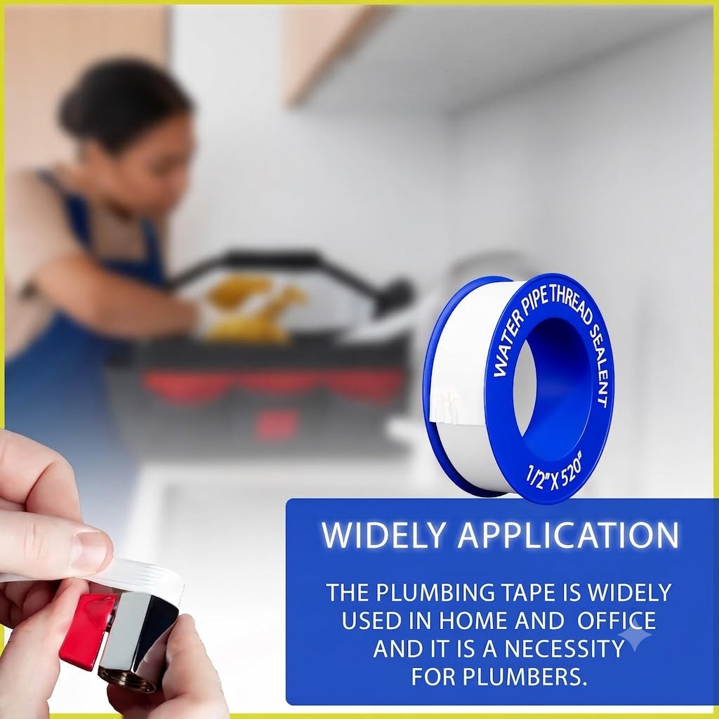 1, 4 or 5 Rolls 1/2 Inch(W) X 520 Inches(L) Teflon Plumbers Tape, Duct Sealant Tape for Shower Head, Plumbing Thread Tap, Water Pipe Sealing Plumbers PTFE Thread Seal (1 Pack)