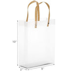 Cididu 40 Pieces Clear Gift Bags with Handles, White Frosted PVC Candy Bags Valentine's Day, Reusable Translucent Wrap Tote Boutique Bags for Wedding Shopping Party 8''x3''x10'', Tear Resistant