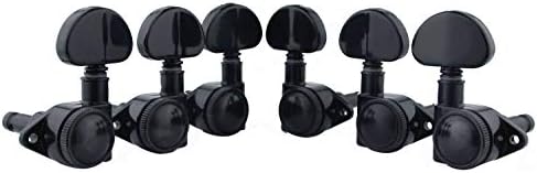 Guyker Guitar Locking Tuners (3L + 3R) - 1:21 High End Roto-Grip Rotomatic Lock String Tuning Key Pegs Machine Head with Big Handle Replacement for Electric, Folk or Acoustic Guitars - Black