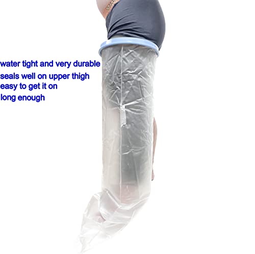 Adult Leg Cast Protector for Shower, Waterproof Leg Cast Covers for Shower Full Leg Watertight Protection to Broken Leg, Knee Replacement Surgery, ACL Post Surgery Reusable (Full Leg 46"20"9.8")