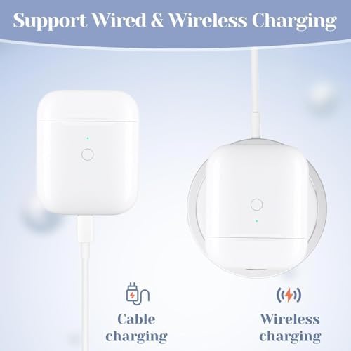 Wireless Charging Case for AirPods 1st/ 2nd Gen, Charger Case Replacement for Air Pod 1/2 Generation, Support Blue-Tooth Pairing Sync Button and Built-in 450 mAh, No Earbuds