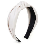 Leather Headbands for Women Knotted Fashion Women Headbands Creamy White Top Knot Headband for Girls Hairband for Women Hair Accessories