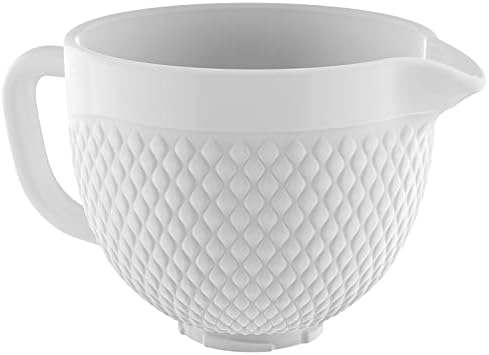 GVODE Ceramic Mixer Attachment Fit 4.5-5Q Tilt-Head Models, 5Qt Ceramic Bowl for Kitchenaid Mixers, Vintage Pineapple Design | Microwave & Dishwasher Safe Baking Accessories