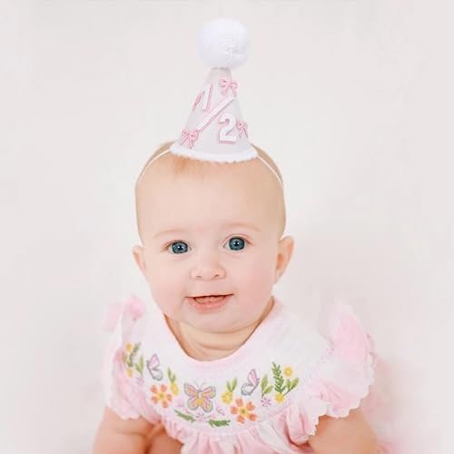 WAOUH Half Birthday Hat - Bow Cake Smash Crown for 6 Month Baby, Mini Photo Prop