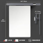 TAILI Shower Mirror Fogless for Shaving with Razor Holder, NO-Drilling & Removable Large Mirror Fogless Suction Wall Mounted, Shatterproof & Waterproof - for Men and Women(Grey)