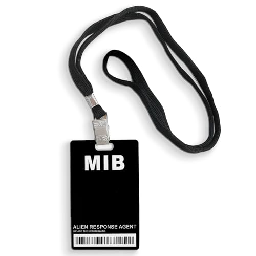 Man in Black ID Badge Prop Costume, Man in Black ID Badge Holder with Lanyard, Decorative Cosplay Spy Decorations Secret Agent ID Card Holder, Christmas,Halloween Costumes ID Badge Props,Black, 1 Pack