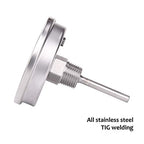 Measureman Fully Stainless Steel Bimetal Dial Thermometer, 3" Dial, 2-1/2" Stem, 50-550 deg F/10-260 deg C, -1% Accuracy, Adjustable, 1/2" NPT Back Mount