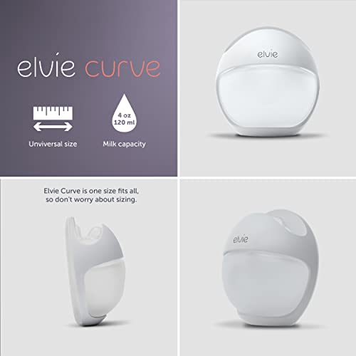 Elvie Curve Manual Wearable Breast Pump | Hands-Free, Kick-Proof, Portable Silicone Pump That Can Be Worn in-Bra for Gentle, Natural Milk Expression | Breast Feeding Essentials