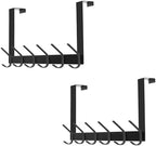 DOKU 2Pack Over The Door Hook, Heavy Duty Over Door Hanger Holder for Coat Robe Hat Clothe Towels Hanging, Bathroom Organizer Towel Rack 12 Hooks, Matte Black