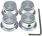 KAISH 4pcs Aluminium Potentiometer Knobs 1/4" Universal Top Hat Knobs Bell Control Knob with Set Screw for Guitar/Bass/AMPS/Preamps Silver without Indicator