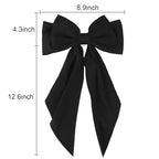 Canitor Hair Bows for Women Silky Satin Hair Ribbon Hair Barrettes Clip Oversized Long Tail Black White Hair Bows Cute Aesthetic Coquette Hair Accessories Preppy Teen Girl Gifts Trendy Stuff Things