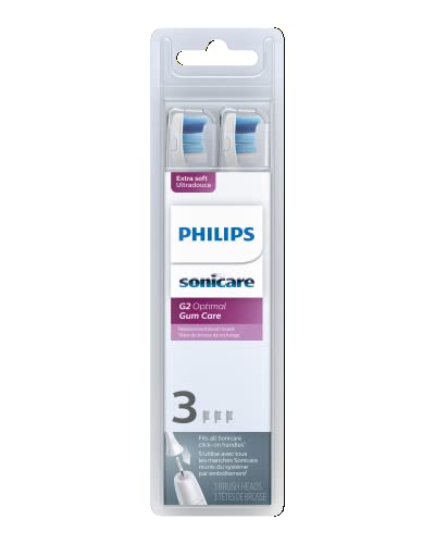 Philips Sonicare Genuine G2 Optimal Gum Care Replacement Toothbrush Heads, 3 Brush Heads, White, HX9033/65
