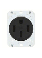 Bryant 9450FR Industrial Grade 50 Amp NEMA 14-50 Receptacle, Made in USA, Single Flush, 3 Pole 4 Wire Grounding 125/250V, Black