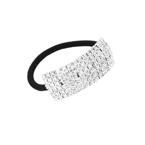 5Pcs Chic Rhinestone Hair Bands Elastic Crystal Hair Ties Hairband Women Ponytail Holders Scrunchies Hair Accessories Silver