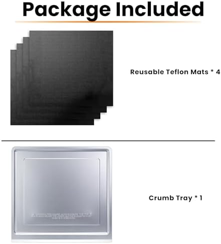 Crumb Tray Replacement for Ninja Foodi SP101 SP151 Air Fryer Oven with 4 Pcs Teflon Mats, Air Fryer Accessories for Ninja airfryer Toaster Oven
