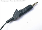 Replacement Audio Extension Cable, Cord Wire only for Bose QuietComfort QC15 Headphones with in line Mic (Black)