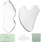 2Pcs Gua Sha Facial Tools Stainless Steel, Detailer GuaSha Set for Face Neck, Natural Skin Care Metal Gua Sha Lymphatic Drainage Face Massage Tool, Gift for Women