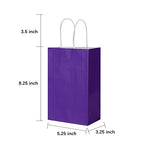 Oikss 100 Pack 5.25x3.25x8.25 inch Small Kraft Bags with Handles Bulk, Paper Bags Birthday Wedding Party Favors Grocery Retail Shopping Business Goody Craft Gift Bags Cub Sacks (Purple 100PCS Count)