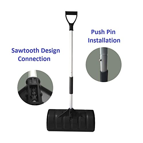 MTB 52 inch Lightweight Snow Shovel Snow Pusher, Pack of 2 Sets, Black, with Wide Poly Blade (22 inch x 10 inch) and Aluminum Handle