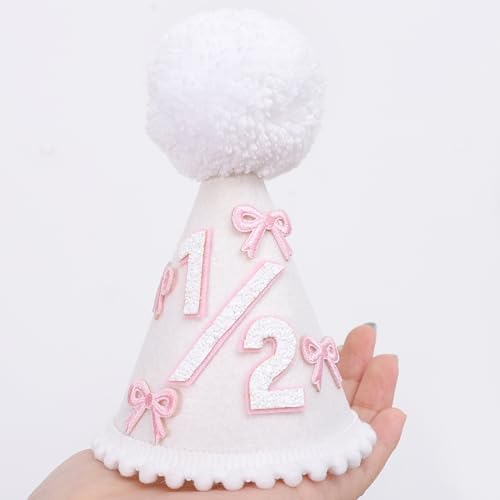 WAOUH Half Birthday Hat - Bow Cake Smash Crown for 6 Month Baby, Mini Photo Prop