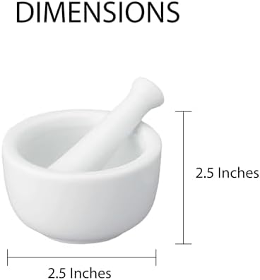 HIC Kitchen Mortar and Pestle for Grinding Spices and Herbs and Crushing Pills, Fine-White Porcelain