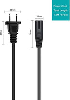 TV Power Cord AC Cable for Samsung 24" 32" 40" 43" 48" 49" 50" 55" 60" 65" 75" 80" 85" Inch LCD HD Smart 4K Curved TV UN55RU8000FXZA UN65RU7100FXZA UN43NU6900FXZA, 2 Prong Replacement Cable 6 Feet