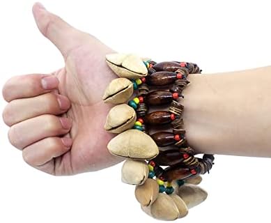 Cacho Seed Rattle Bracelet Anklet, 2 PCS African Shaker Nut Shell Bracelet Natural Percussion Accessories Musical Instrument