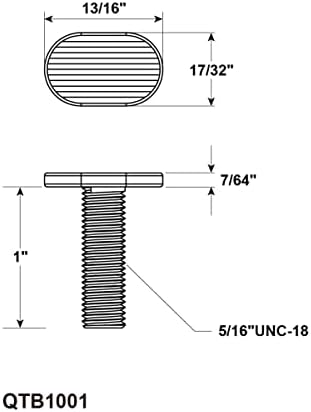 POWERTEC 5/16"-18 T Track Bolts 20 Pack for T track, 1 Inch Long T Slot Bolts for Universal T Track, T Track Accessories for Woodworking Jigs and Fixtures (QTB1001)