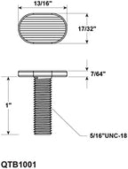 POWERTEC 5/16"-18 T Track Bolts 20 Pack for T track, 1 Inch Long T Slot Bolts for Universal T Track, T Track Accessories for Woodworking Jigs and Fixtures (QTB1001)