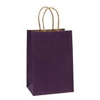 BagDream Kraft Paper Bags 100Pcs 5.25x3.75x8 Inches Small Paper Gift Bags with Handles Bulk, Paper Shopping Bags, Kraft Bags, Party Bags, Gift Bags (Purple)