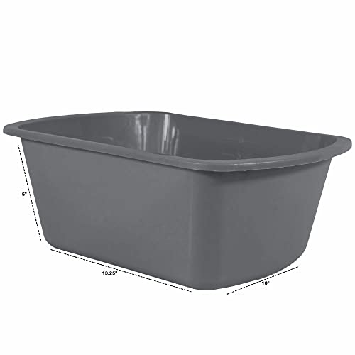 Wash Basins – Rectangular Plastic Hospital Bedside Soaking Tub [5 Pack] Small 7 Quart Graduated Bucket - Portable Washbasin for Washing, Cleaning, Foot Bath, Washing Dishes, Face Cleansing Bowl