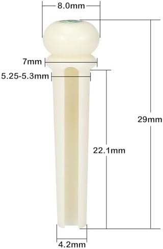 Blisstime 6pcs Guitar Bone Bridge Pins Replacement Parts with Abalone Dot