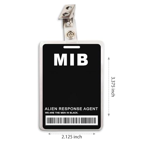 Man in Black ID Badge Prop Costume, Man in Black ID Badge Holder with Lanyard, Decorative Cosplay Spy Decorations Secret Agent ID Card Holder, Christmas,Halloween Costumes ID Badge Props,Black, 1 Pack