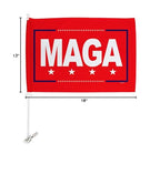 Trump Flag MAGA Make America Great Again Car Flag -Patriotic Vote President Democrat Republican Tea Party United State American Election - House Decoration Banner Small Garden Yard Gift Made in USA 12 X 18