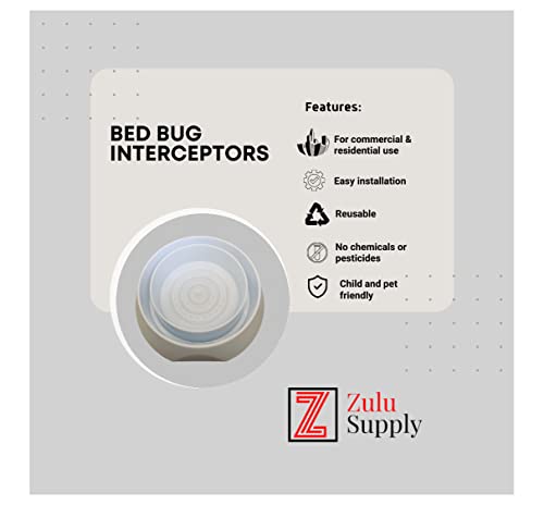 Zulu Supply Bed Bug Interceptors, Traps, 8 Pack, Bedbug Monitor, Insect Detector for Bed Legs or Furniture (White 8-Pack)
