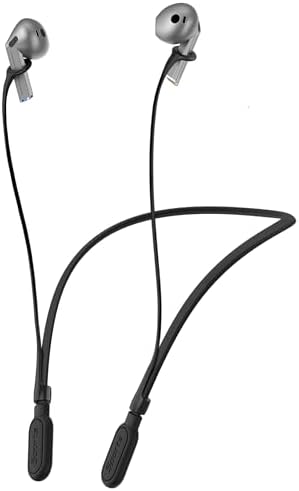 for Galaxy Buds 3 & Galaxy Buds 3 Pro Strap Neckband, Anti-Lost Earbuds Accessories, Support Volume Control, Ergonomic Design, Comfortable Fit, Black Band/Black Tip