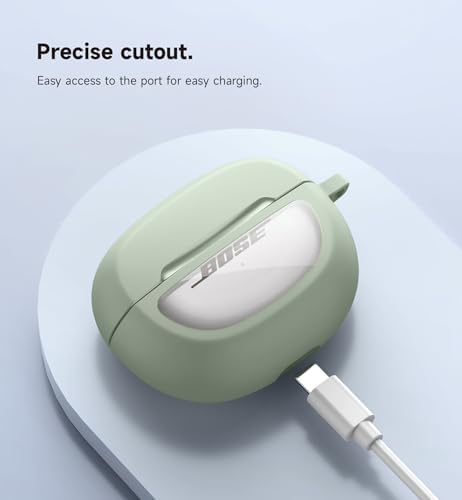 SURITCH Case Cover for Bose Ultra Open Earbuds(2024), Shockproof Protective Cover for Bose Ultra Open Wireless Ear Earbuds Charging Case Accessories with Carabiner, Green