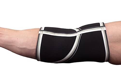 Elbow Sleeves (1 Pair) W/Wrist Wraps - Support & Compression for Powerlifting, Weightlifting, Bench & Tendonitis - 5mm Neoprene Sleeve - For Men & Women (Large)